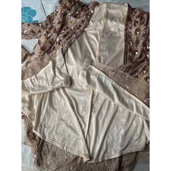 NWT Mac Duggal [ 6 ] Embellished Front Slit Long Sleeve Gown 5002‎ Rose Gold - Picture 7 of 16